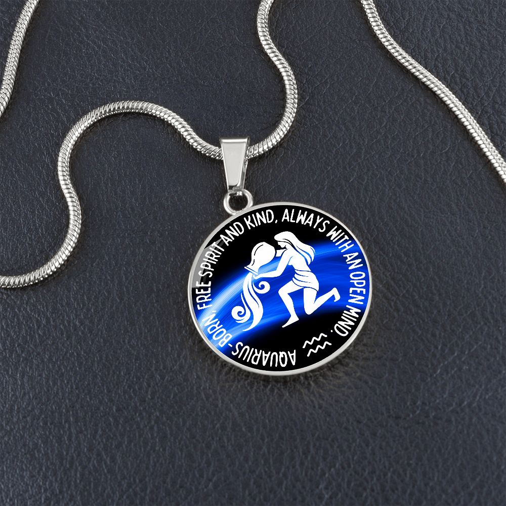 Aquarius Free Spirit And Kind Graphic Pendant Necklace