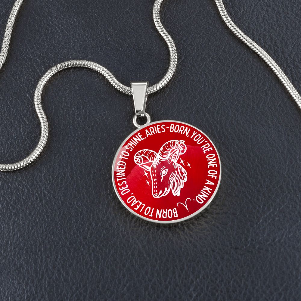 Aries Born To Lead Graphic Pendant Necklace