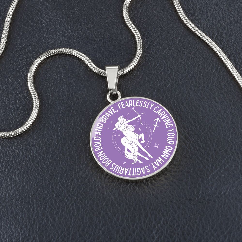 Sagittarius Born Bold And Brave Graphic Pendant Necklace