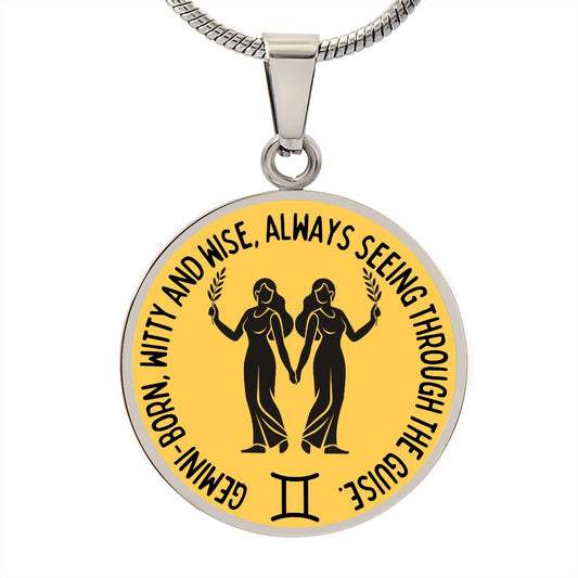 Gemini Witty And Wise Graphic Pendant Necklace