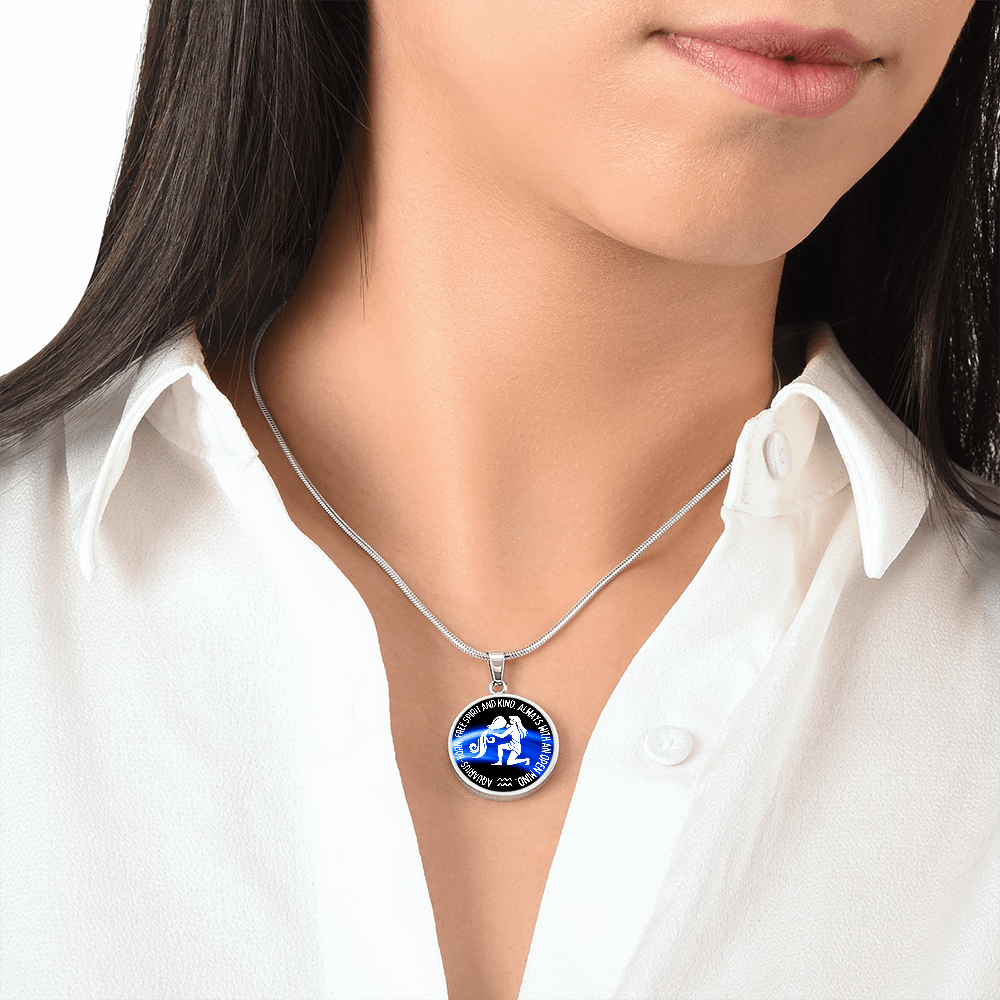 Aquarius Free Spirit And Kind Graphic Pendant Necklace