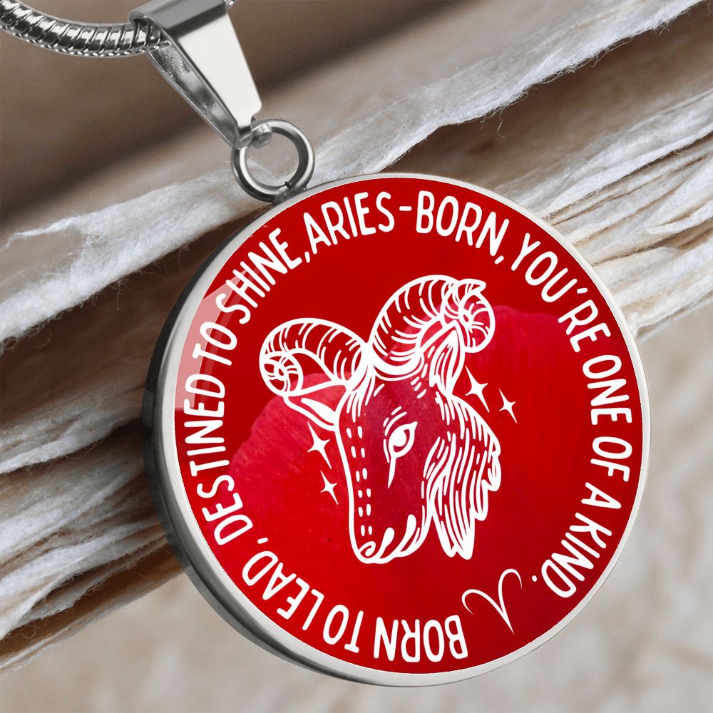 Aries Born To Lead Graphic Pendant Necklace