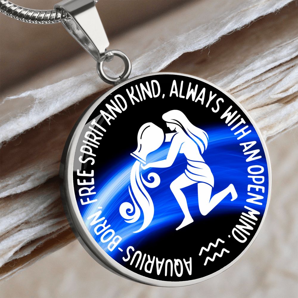 Aquarius Free Spirit And Kind Graphic Pendant Necklace