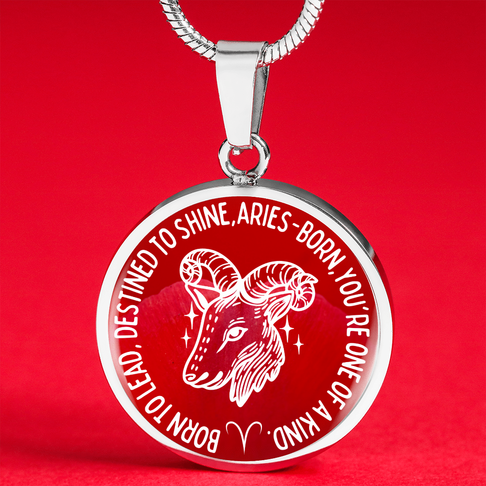 Aries Born To Lead Graphic Pendant Necklace
