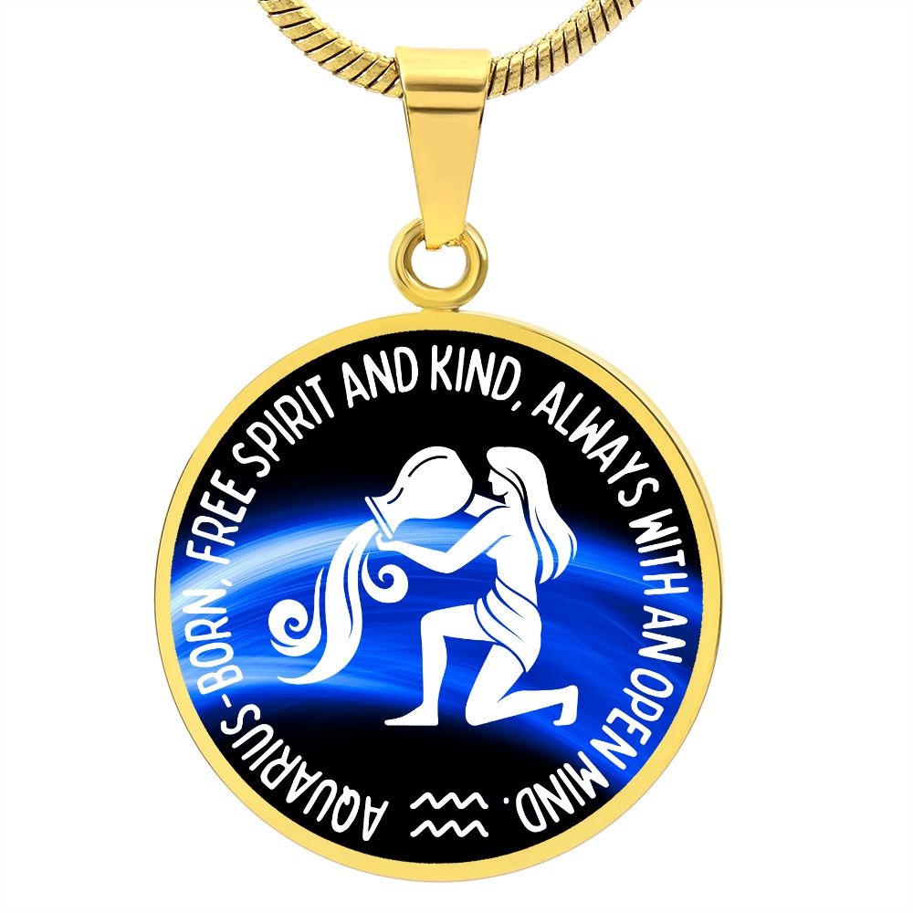 Aquarius Free Spirit And Kind Graphic Pendant Necklace