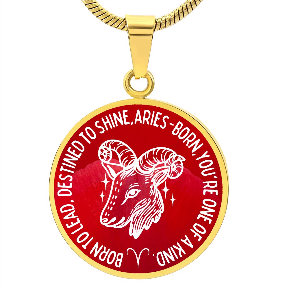 Aries Born To Lead Graphic Pendant Necklace