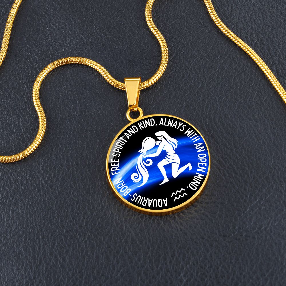Aquarius Free Spirit And Kind Graphic Pendant Necklace