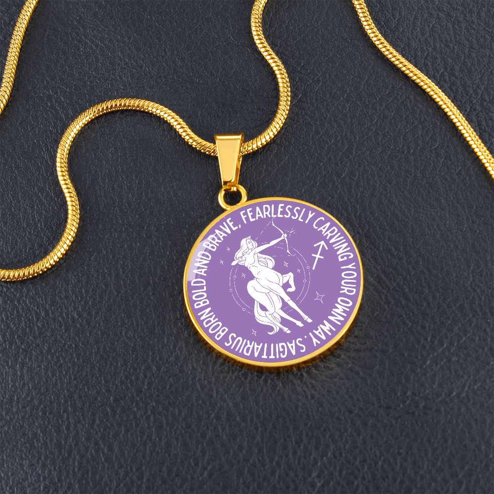 Sagittarius Born Bold And Brave Graphic Pendant Necklace