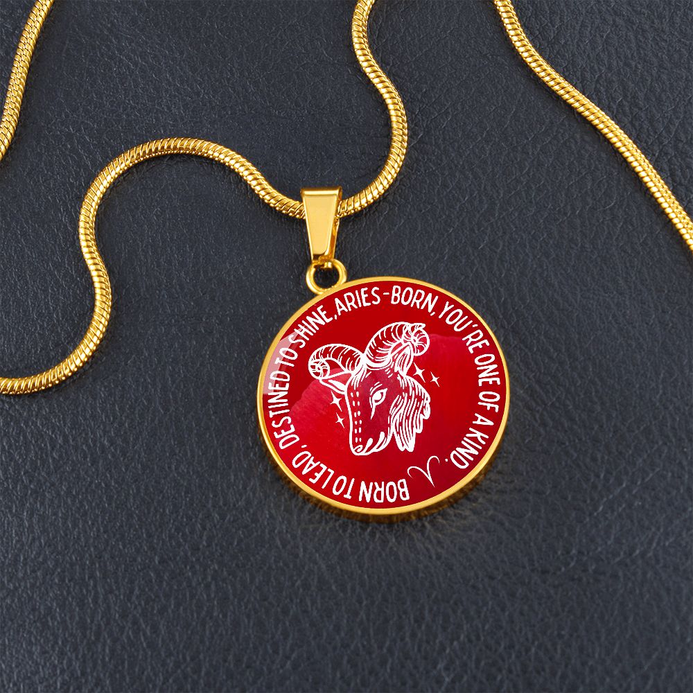 Aries Born To Lead Graphic Pendant Necklace
