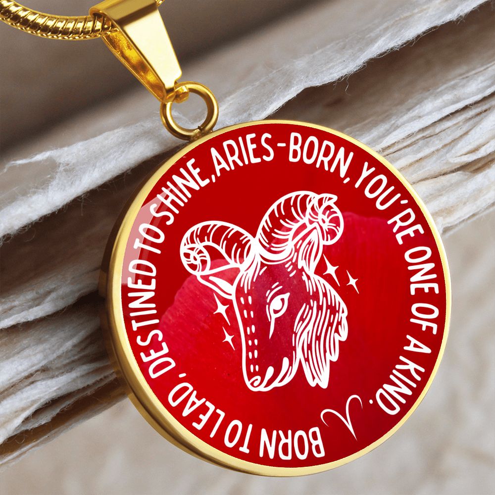 Aries Born To Lead Graphic Pendant Necklace