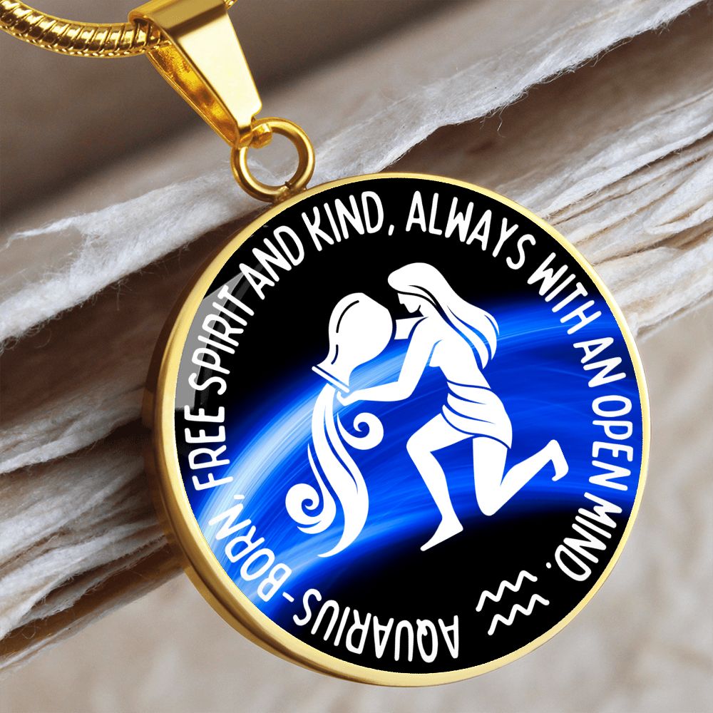 Aquarius Free Spirit And Kind Graphic Pendant Necklace