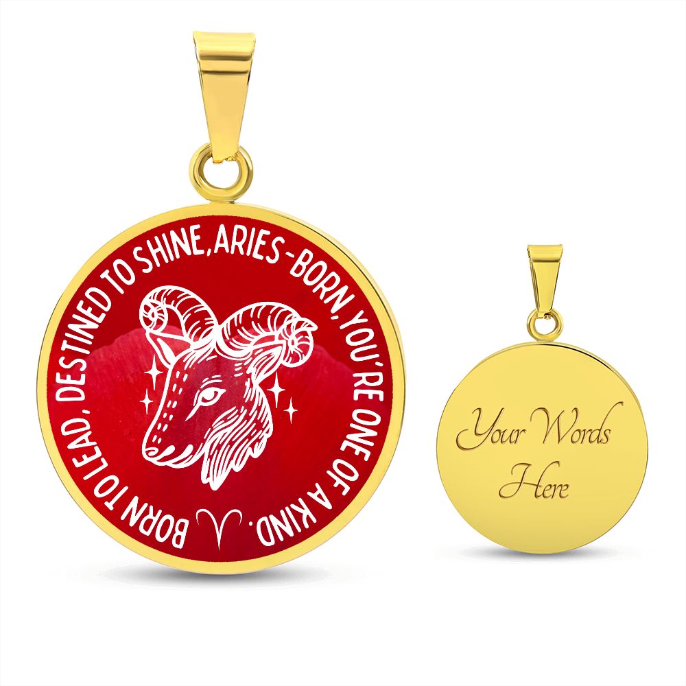 Aries Born To Lead Graphic Pendant Necklace