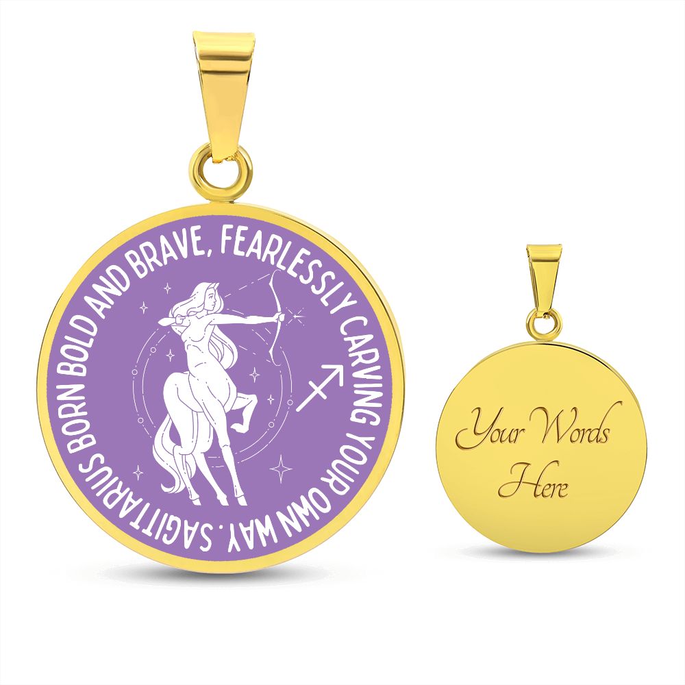 Sagittarius Born Bold And Brave Graphic Pendant Necklace