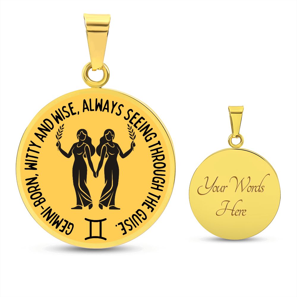 Gemini Witty And Wise Graphic Pendant Necklace