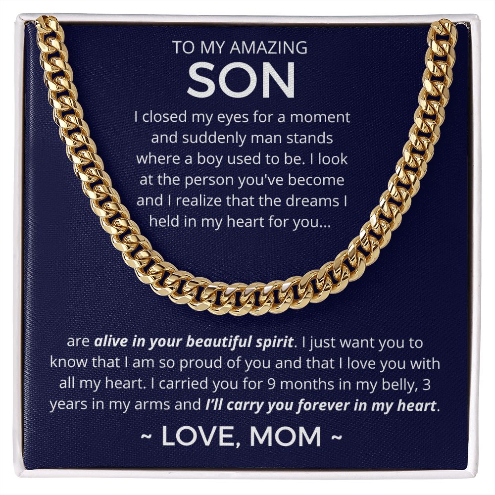 Forever In My Heart - Length-Adjustable Cuban Link Chain For Son