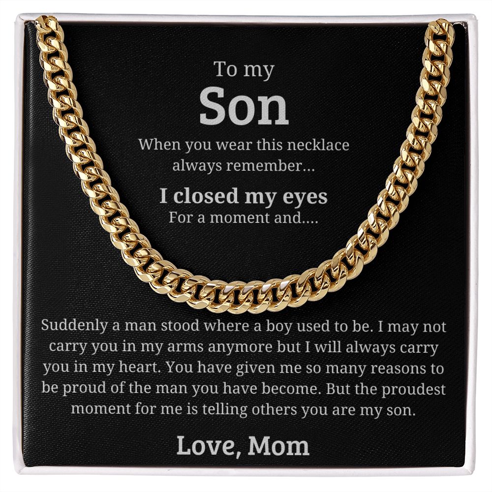 A Man Stood Where A Boy Used to Be - Length Adjustable Cuban Link Chain For Son