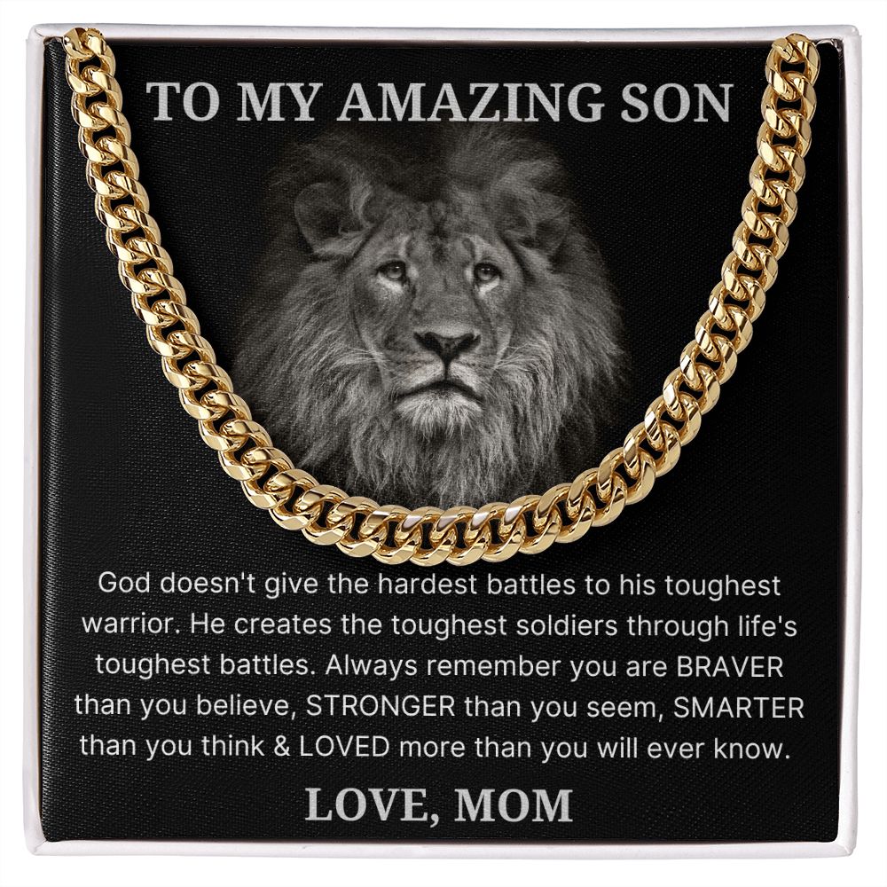 Through Life's Toughest Battles - Length Adjustable Cuban Link Chain For Son