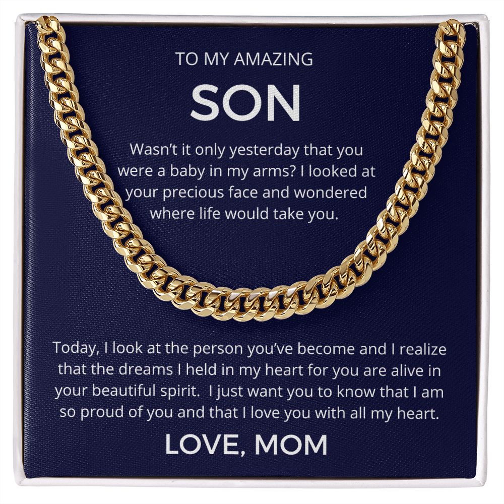 With All My Heart - Length-Adjustable Cuban Link Chain For Son