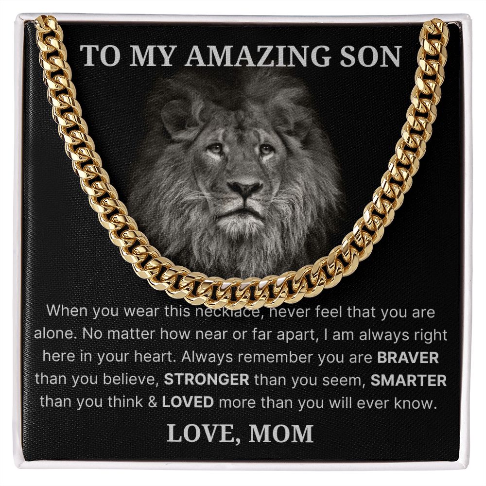 Never Feel That You Are Alone - Length Adjustable Cuban Link Chain For Son