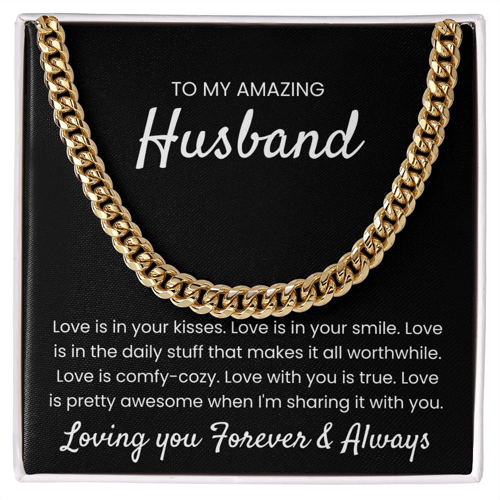 Love Is In Your Kisses - Length Adjustable Cuban Link Chain For Husband