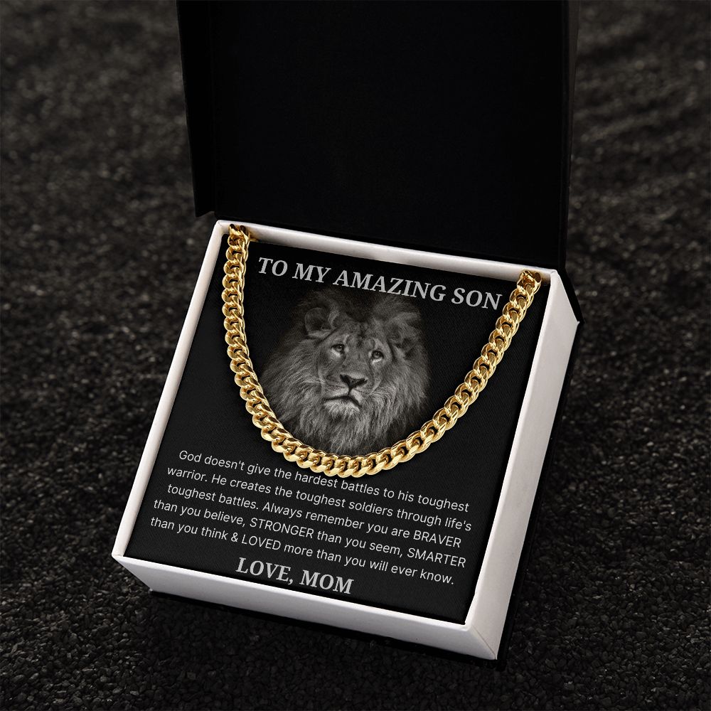 Through Life's Toughest Battles - Length Adjustable Cuban Link Chain For Son