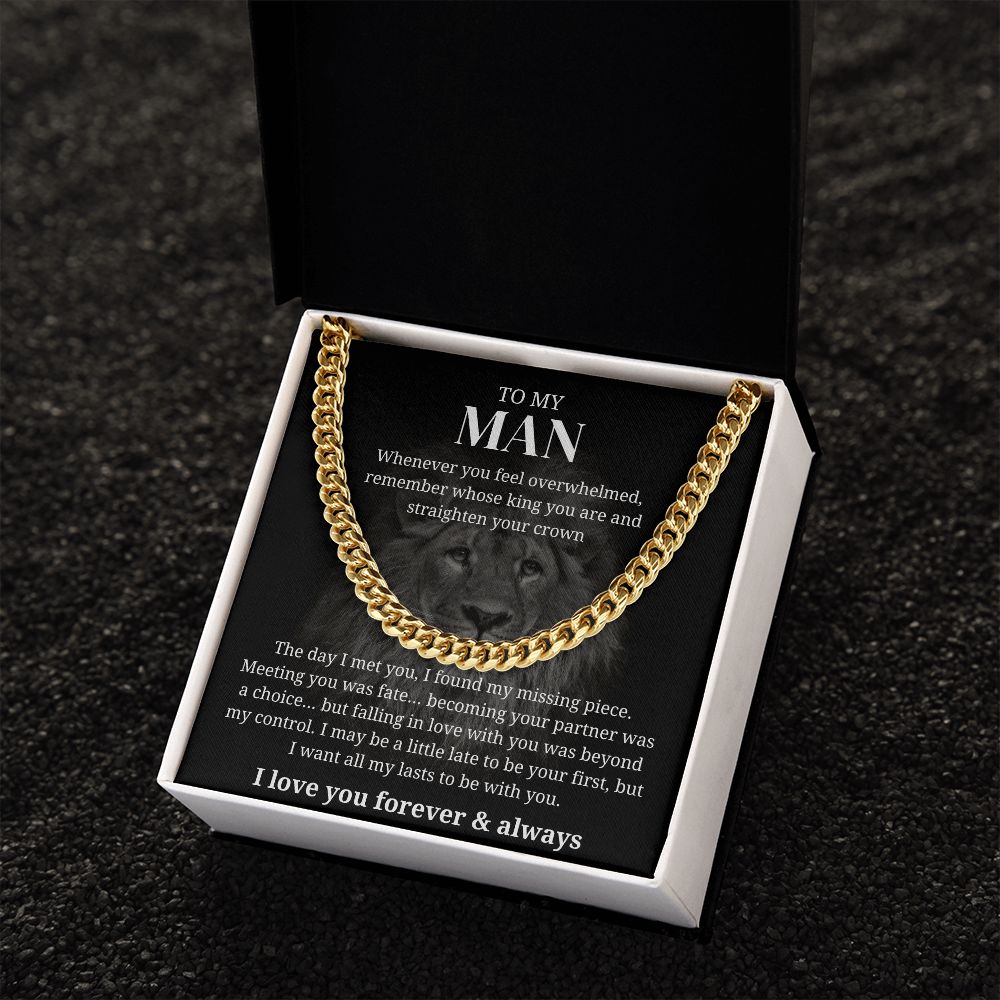 Straighten Your Crown - Length Adjustable Cuban Link Chain For Husband/Soulmate/Boyfriend