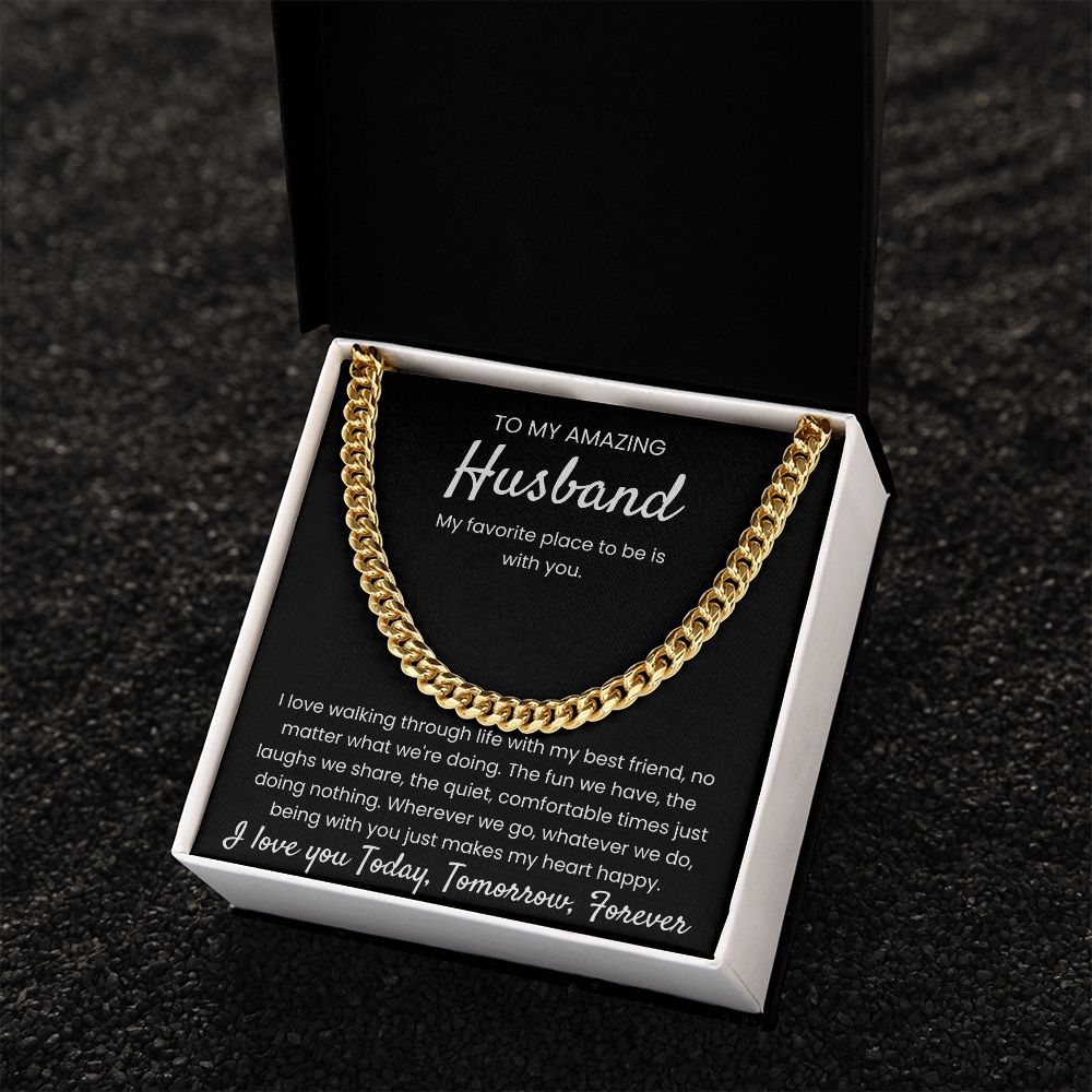Being With You - Length Adjustable Cuban Link Chain For Husband