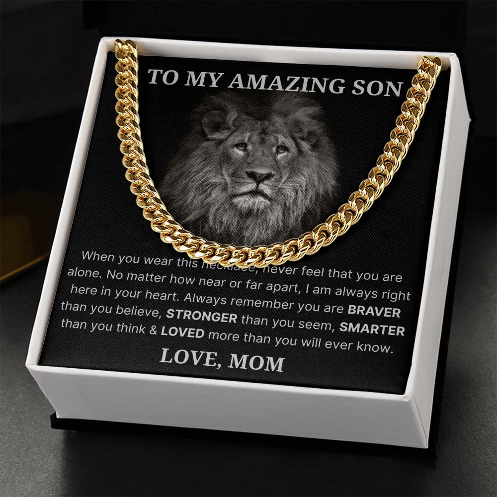 Never Feel That You Are Alone - Length Adjustable Cuban Link Chain For Son