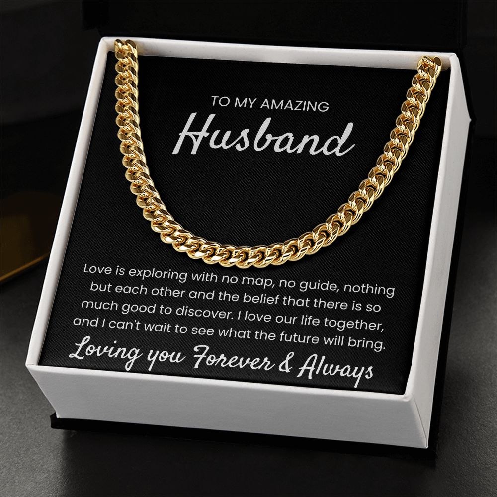 Love Is - Length Adjustable Cuban Link Chain For Husband