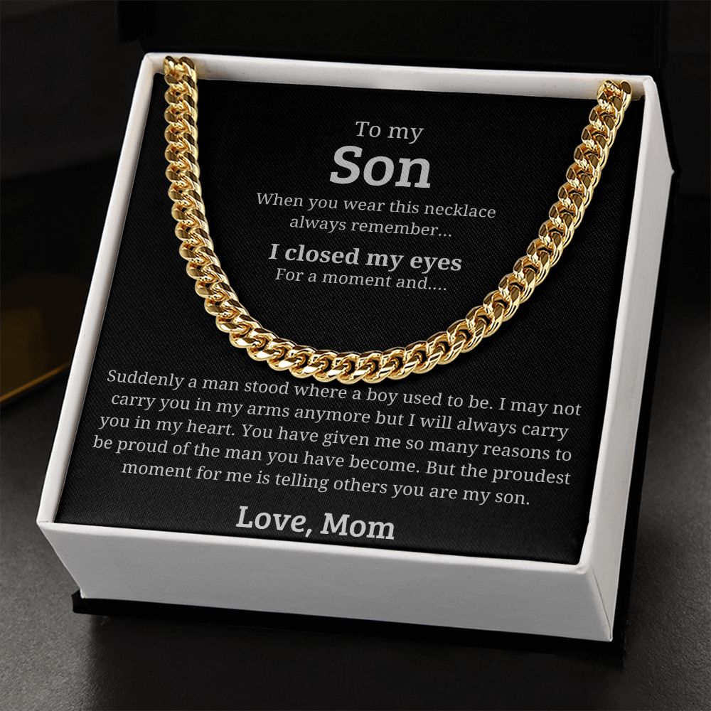 A Man Stood Where A Boy Used to Be - Length Adjustable Cuban Link Chain For Son