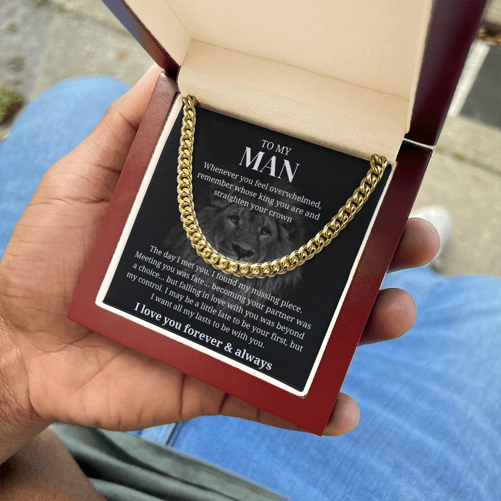 Straighten Your Crown - Length Adjustable Cuban Link Chain For Husband/Soulmate/Boyfriend