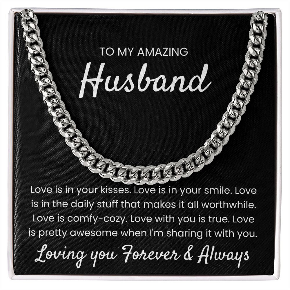 Love Is In Your Kisses - Length Adjustable Cuban Link Chain For Husband
