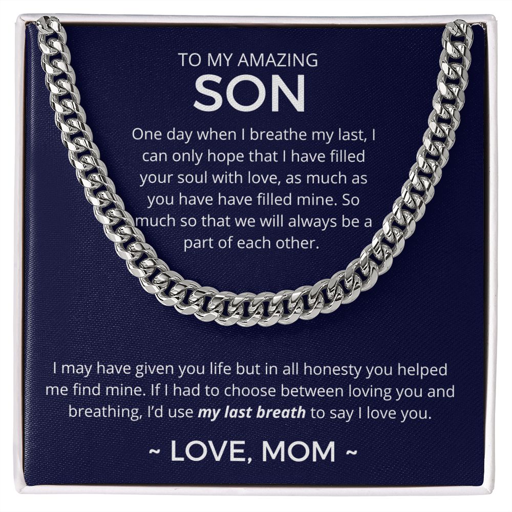 My Last Breath - Length Adjustable Cuban Link Chain For Son