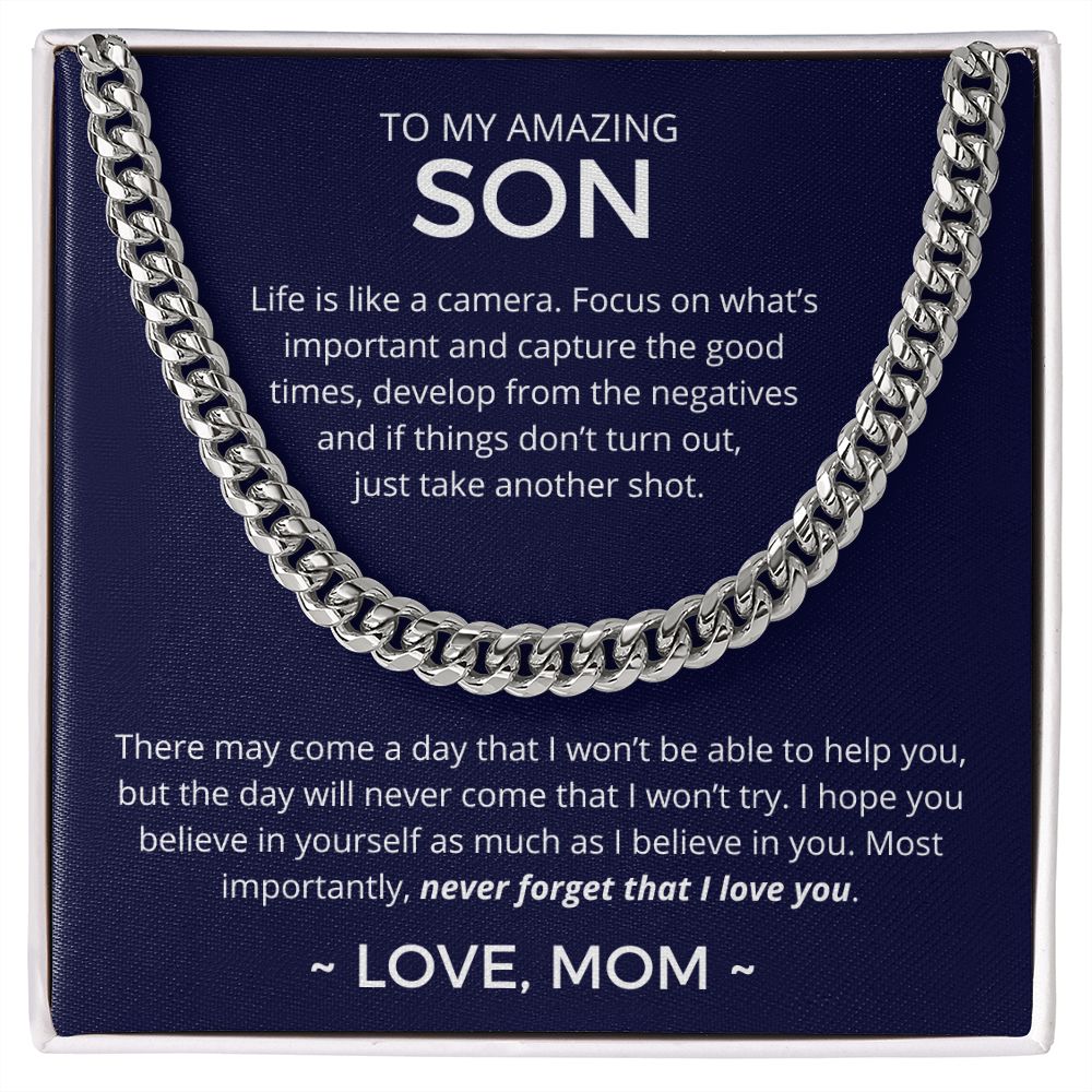 Never Forget That I Love You - Length-Adjustable Cuban Link Chain For Son