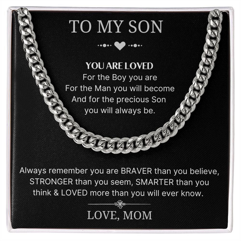 You Are Loved - Length Adjustable Cuban Link Chain For Son