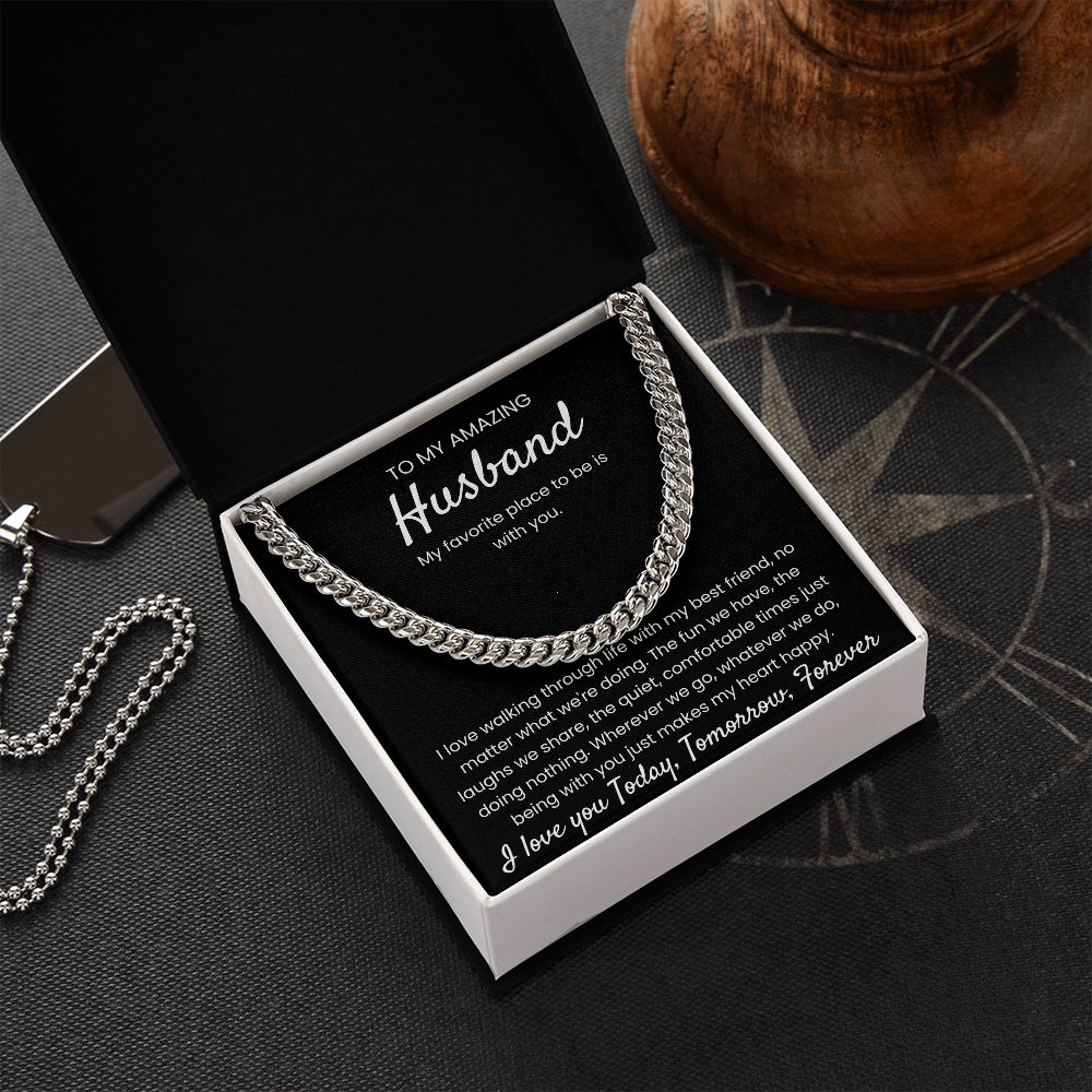 Being With You - Length Adjustable Cuban Link Chain For Husband