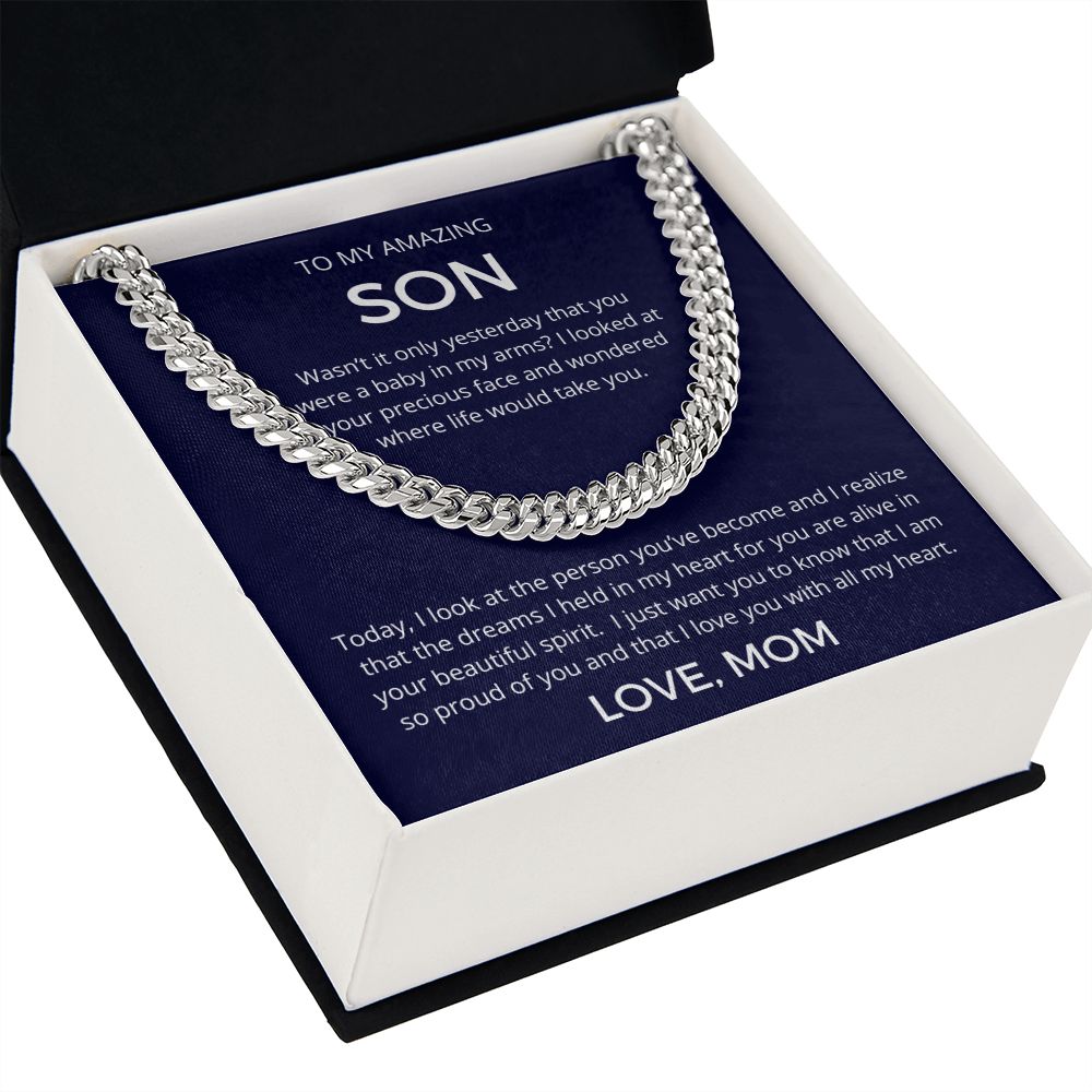 With All My Heart - Length-Adjustable Cuban Link Chain For Son