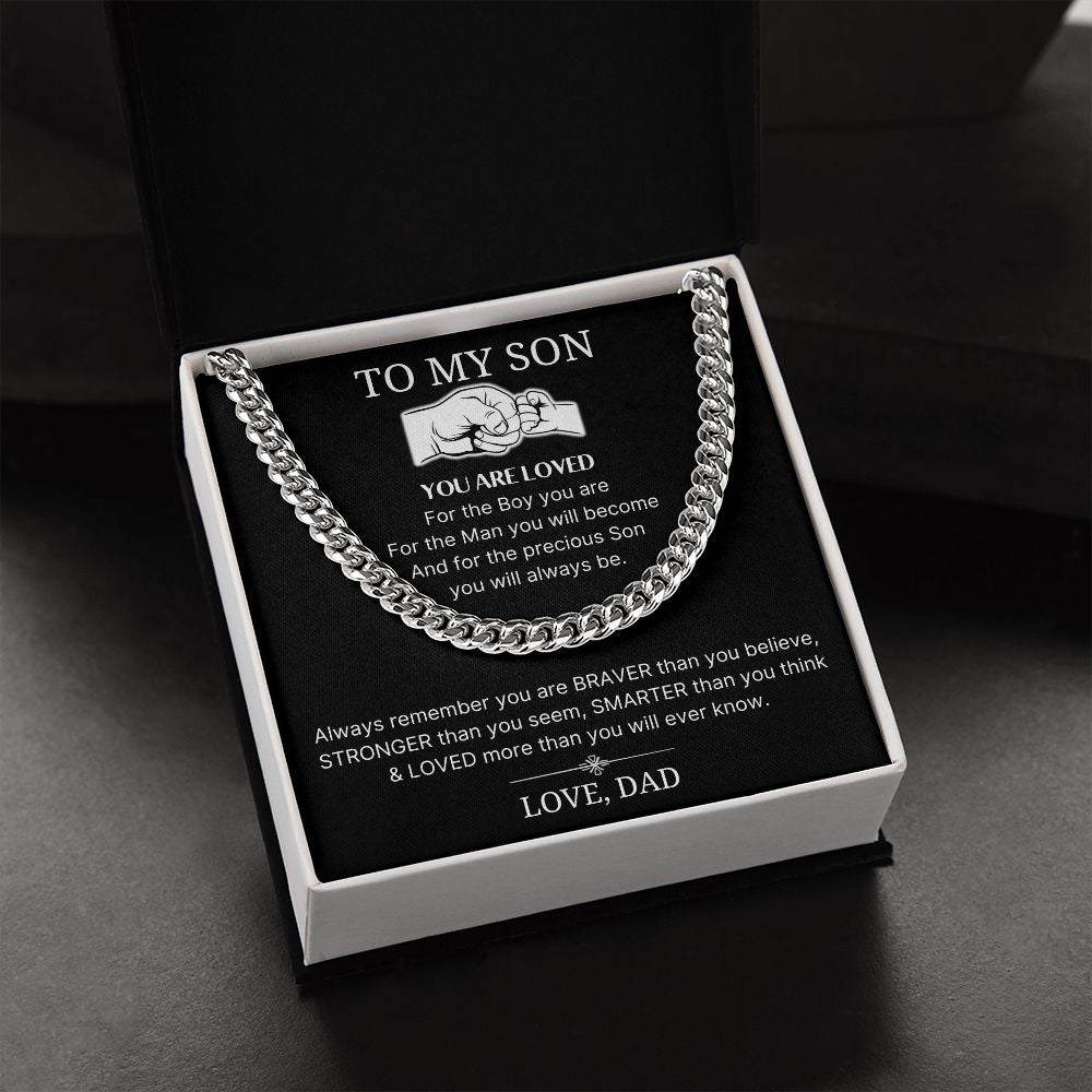 Loved More Than You Will Ever Know - Length Adjustable Cuban Link Chain For Son
