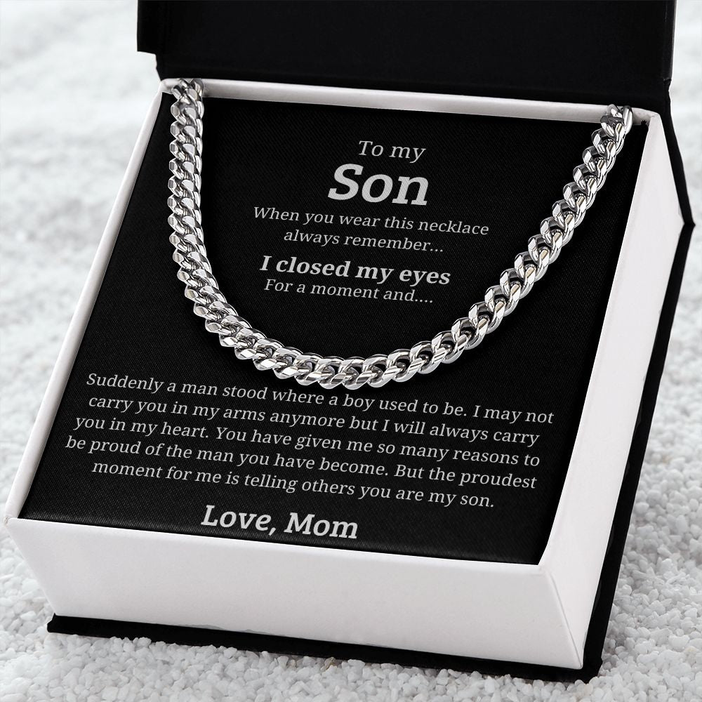A Man Stood Where A Boy Used to Be - Length Adjustable Cuban Link Chain For Son