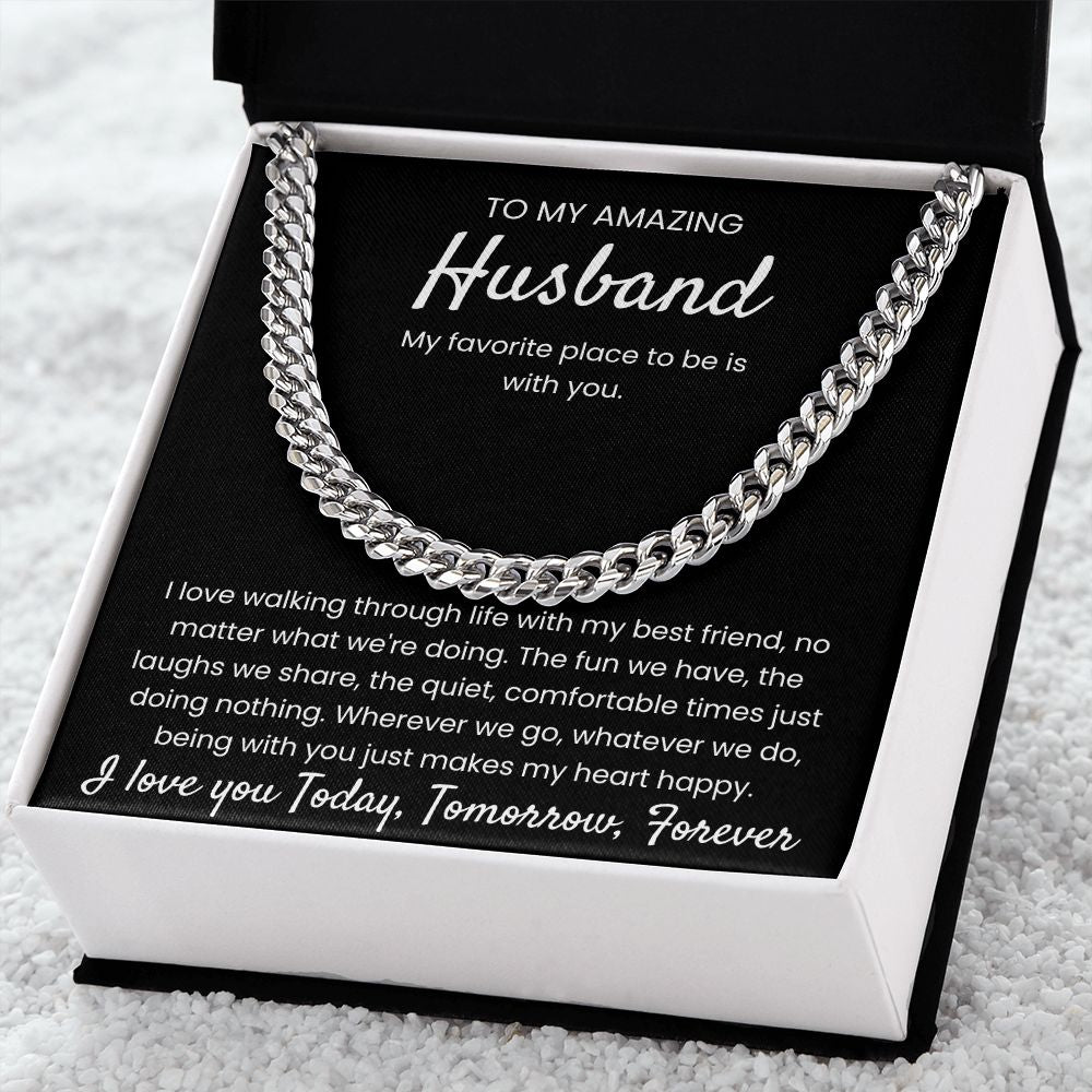 Being With You - Length Adjustable Cuban Link Chain For Husband