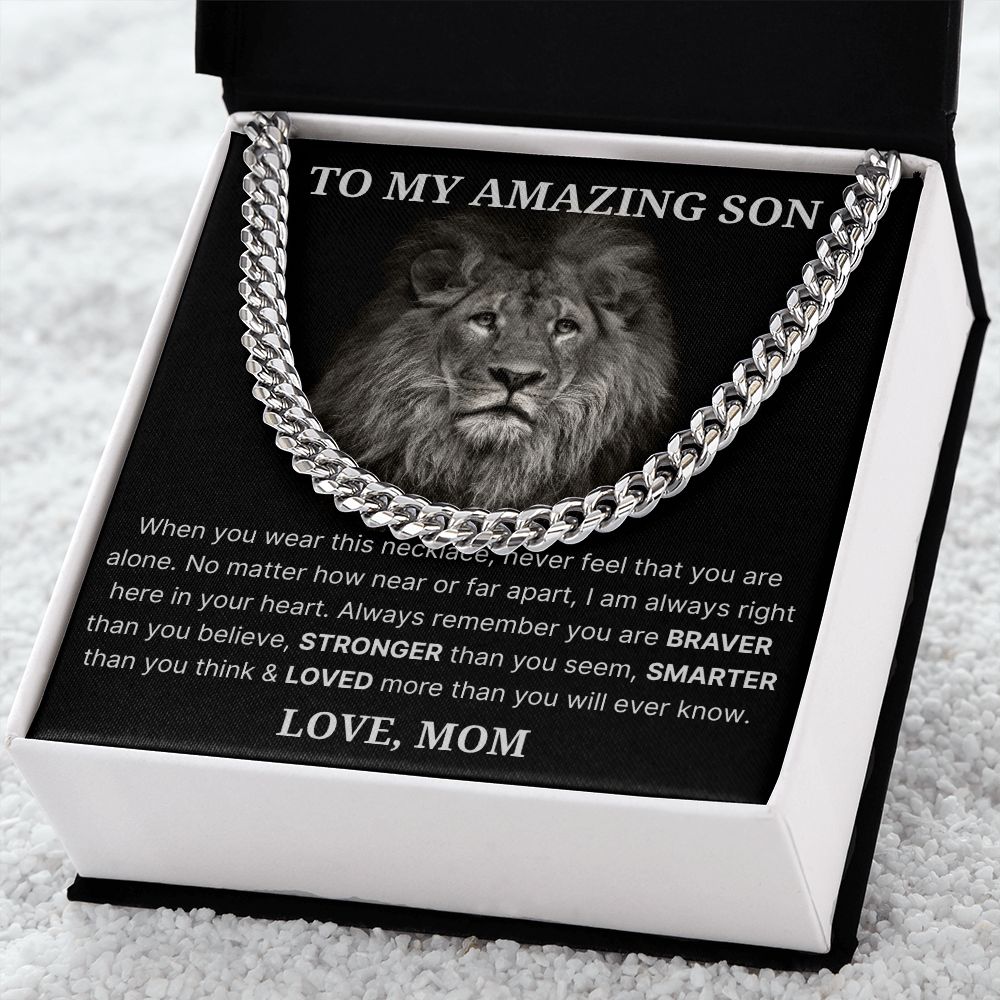 Never Feel That You Are Alone - Length Adjustable Cuban Link Chain For Son