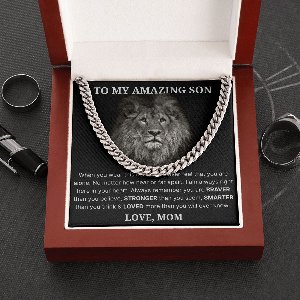 Never Feel That You Are Alone - Length Adjustable Cuban Link Chain For Son