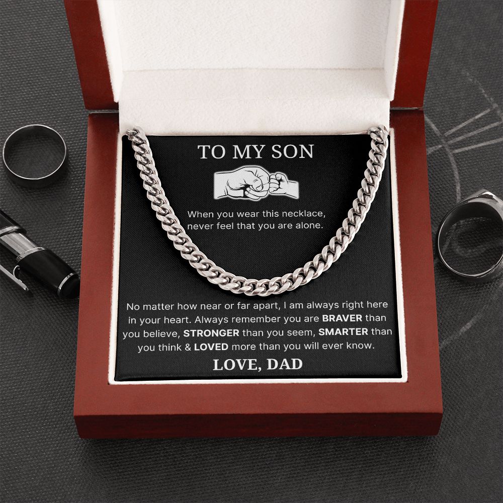No Matter How Near Or Far Apart - Length Adjustable Cuban Link Chain For Son