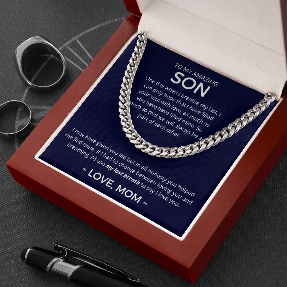 My Last Breath - Length Adjustable Cuban Link Chain For Son