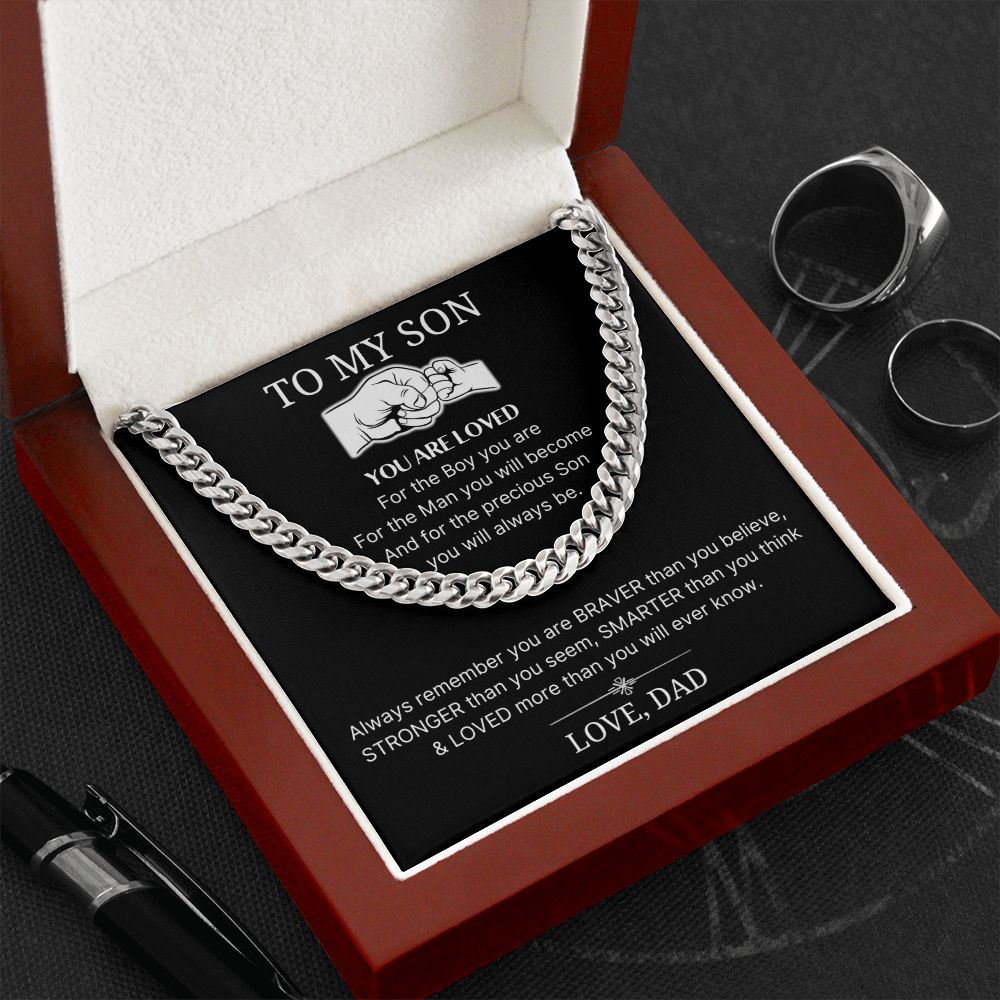 Loved More Than You Will Ever Know - Length Adjustable Cuban Link Chain For Son