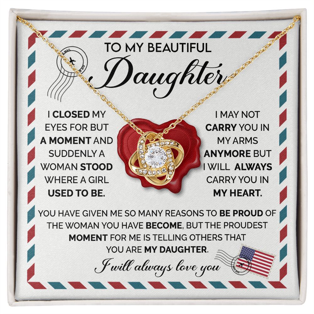 Always In My Heart - Love Knot Necklace For Daughter