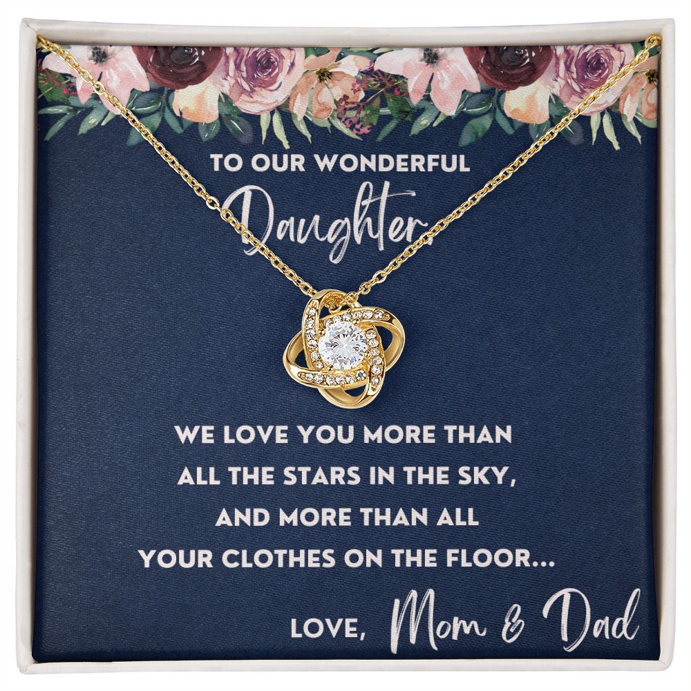 More Than All The Stars In The Sky - Love Knot Necklace For Daughter