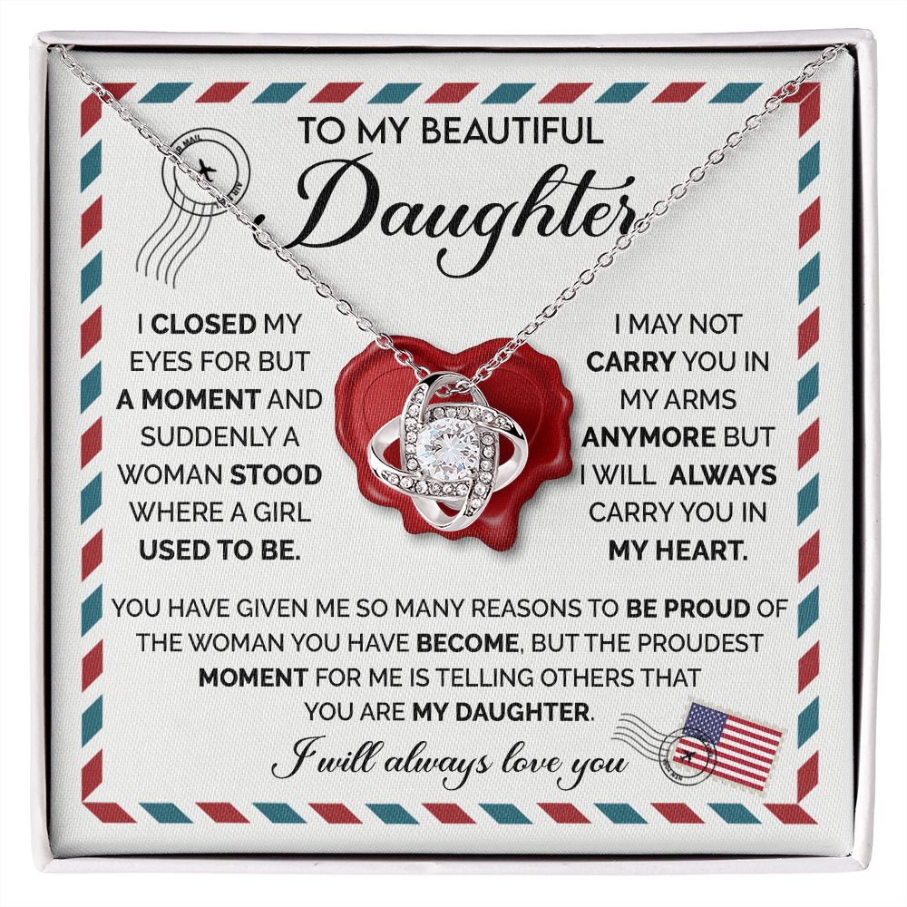 Always In My Heart - Love Knot Necklace For Daughter