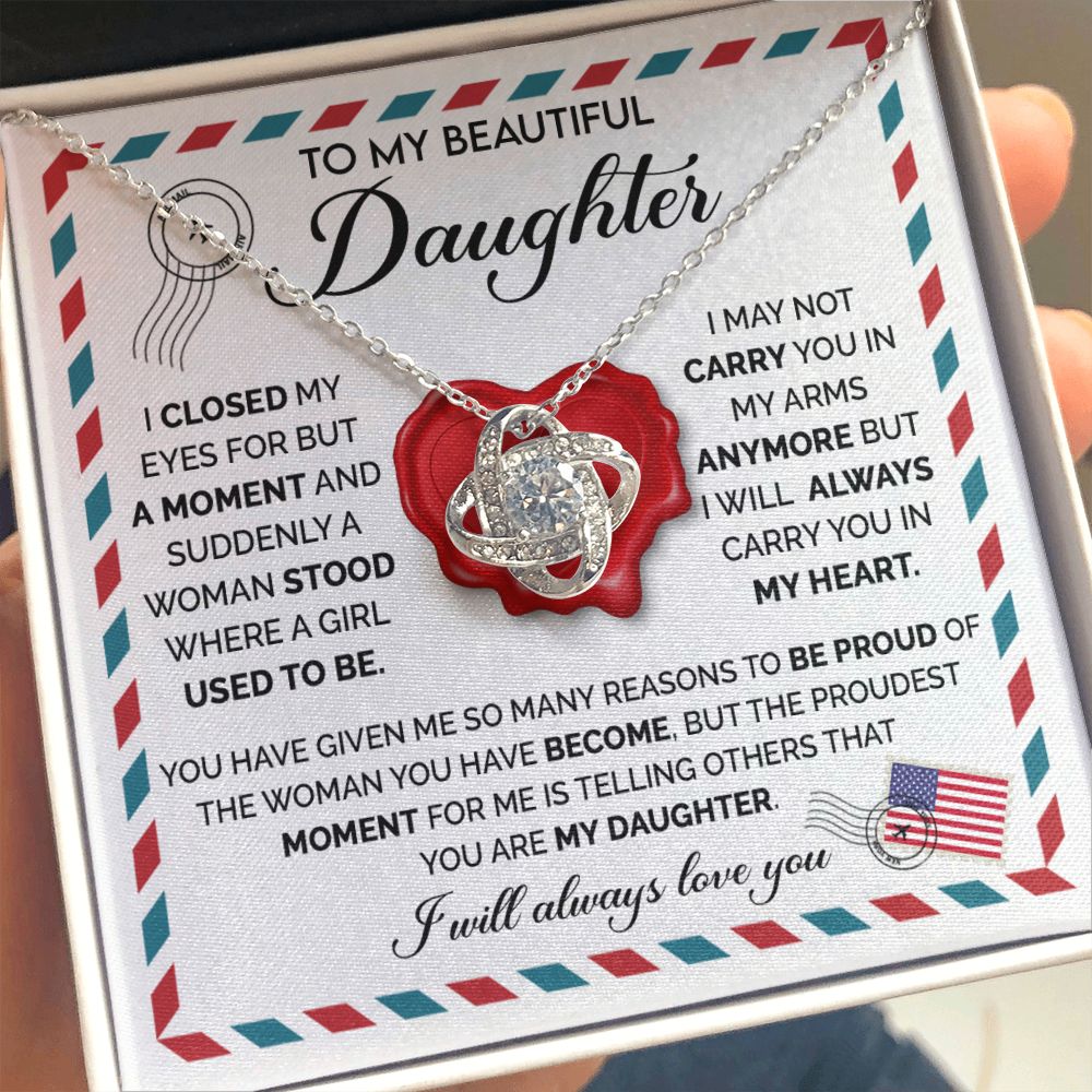 Always In My Heart - Love Knot Necklace For Daughter