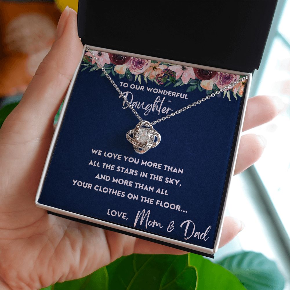 More Than All The Stars In The Sky - Love Knot Necklace For Daughter